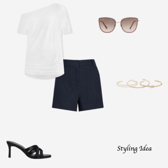 Express Twill Mid-Rise Tailored Shorts - Dark Wash Blue Size 0 - Picture 10 of 10